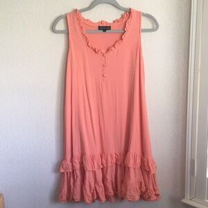 Ruffled Coral Sleeveless Tunic Dress